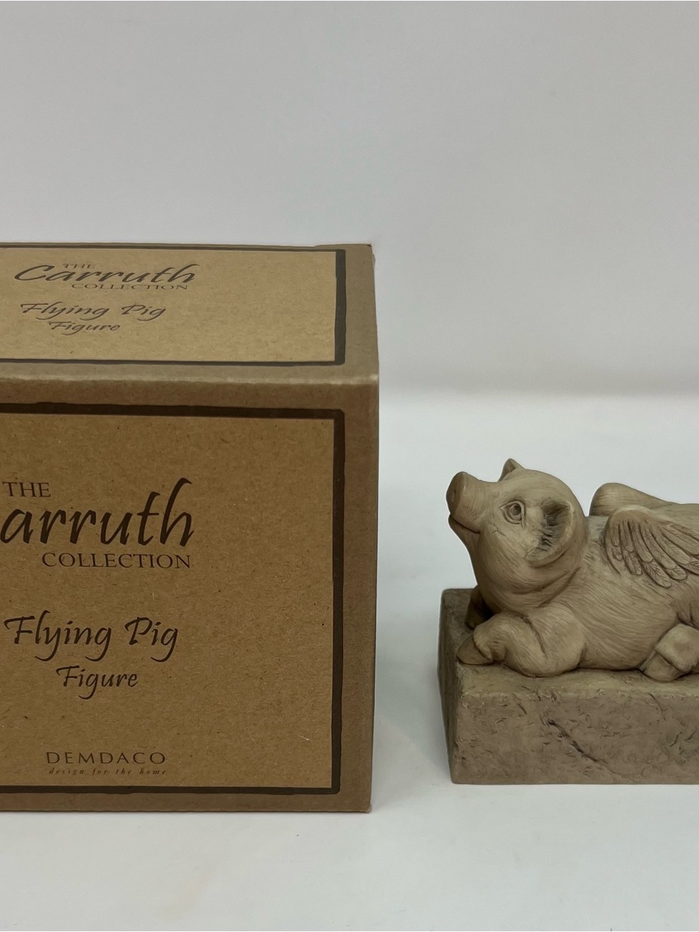 Demdaco Beige Winged Pig Figurine Accent